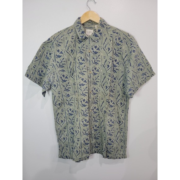 Robert Graham Other - Robert Stock‎ Mens Green Blue Leaf Print Short Sleeve Button Up Shirt Size M